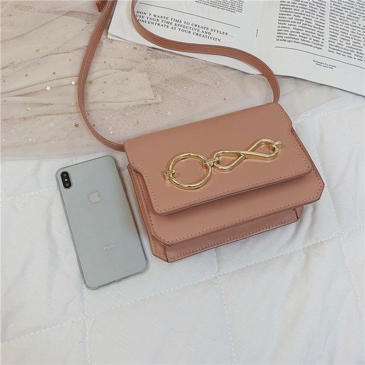 O Infinity Symbol PU Leather Single Shoulder Bag Ladies Handbag Messenger Bag (Pink)