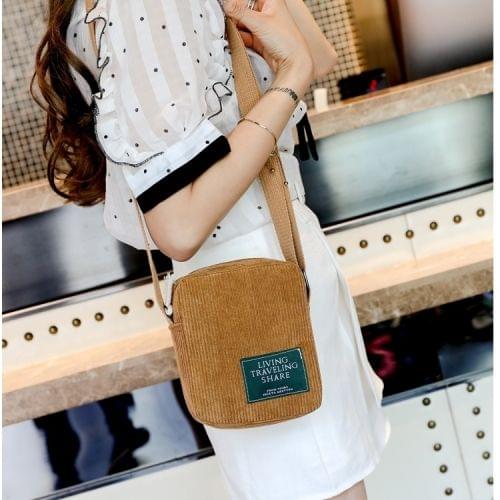 Corduroy Messenger Bag Fashion Plush Ladies Handbag Small Square Bag Mobile Phone Bag (Brown)