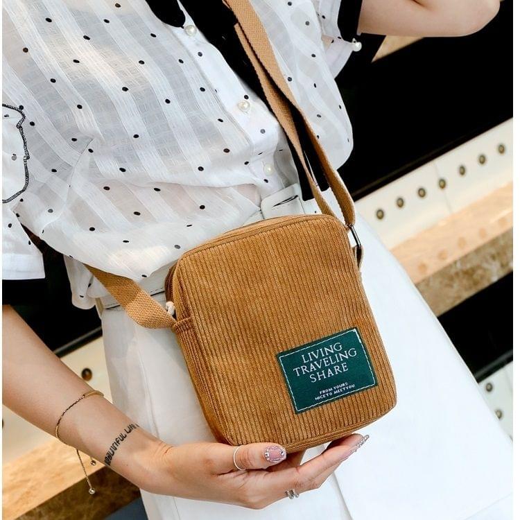 Corduroy Messenger Bag Fashion Plush Ladies Handbag Small Square Bag Mobile Phone Bag (Brown)