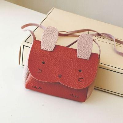 Girls PU Coin Purse Bag Wallet Kids Rabbit One Shoulder Bag Small Coin Purse(Red)