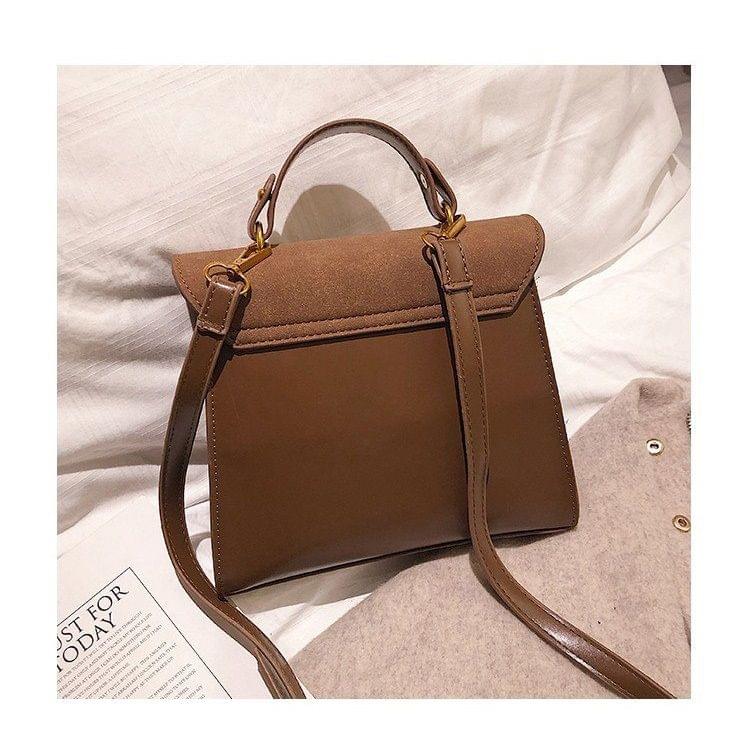 Solid Color Casual PU Leather Shoulder Bag Ladies Handbag Messenger Bag (Black)