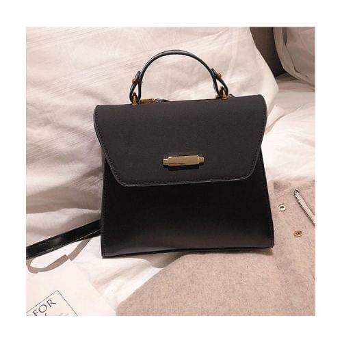 Solid Color Casual PU Leather Shoulder Bag Ladies Handbag Messenger Bag (Black)