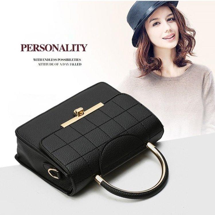 Lattice PU Leather Shoulder Bag Messenger Bag Ladies Handbag (Grey)