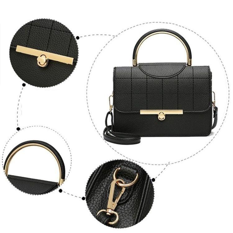 Lattice PU Leather Shoulder Bag Messenger Bag Ladies Handbag (Grey)