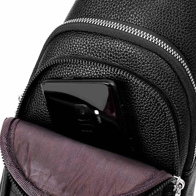Crocodile PU Leather Business Single Shoulder Bag Men Chest Bag (Black)