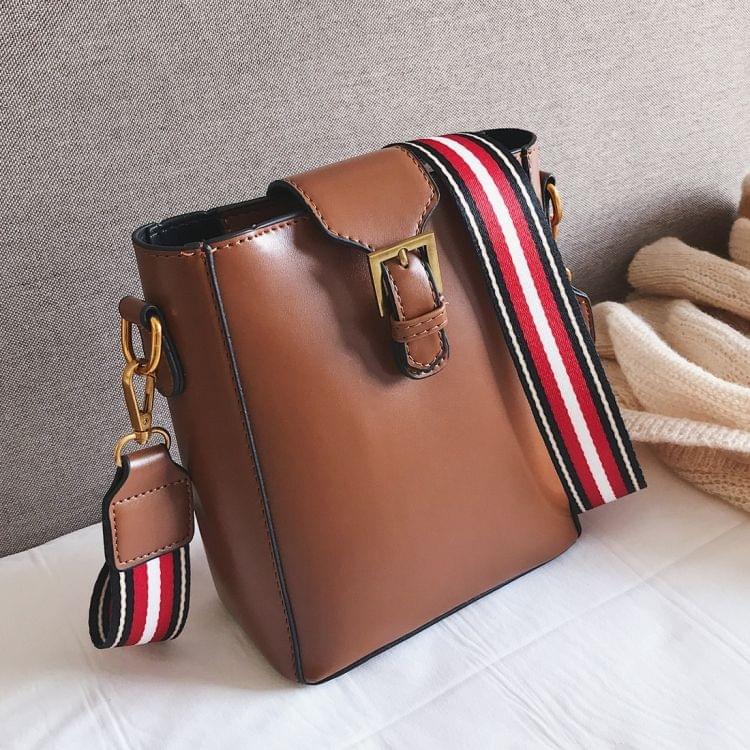 PU Leather Shoulder Travel Backpack Bag (Brown)