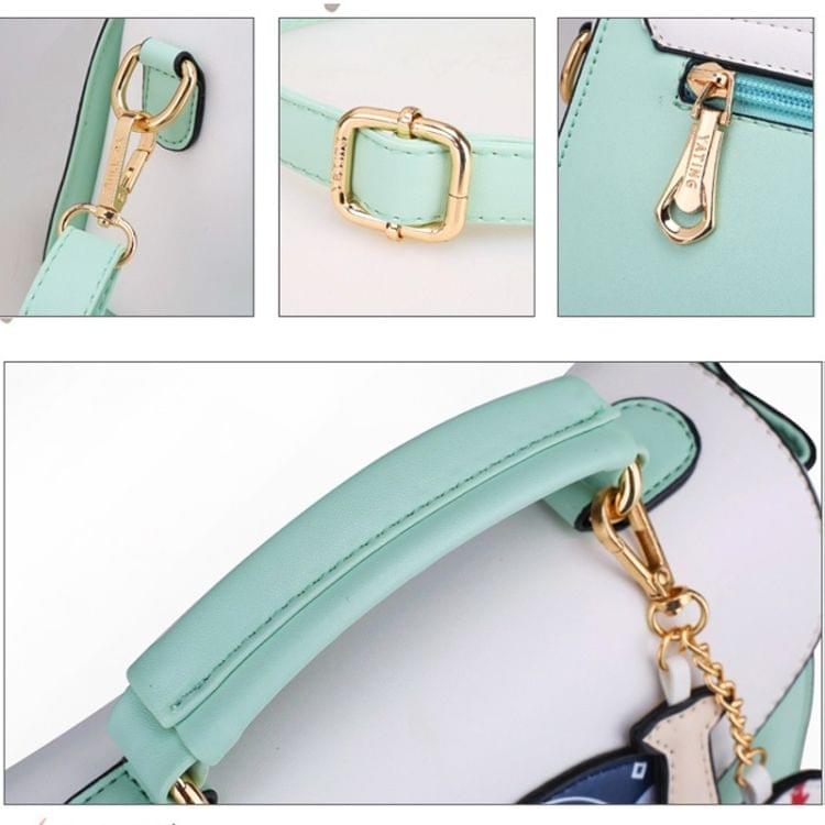 Baseball Cute Cat Pattern PU Leather Single Shoulder Bag Crossbody Bag Ladies Handbag (Black)