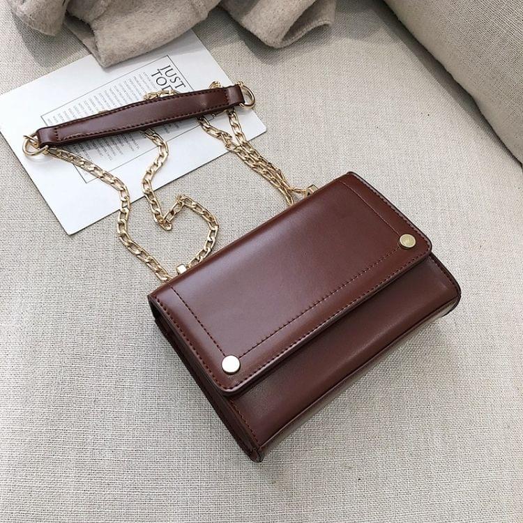 Pure Color Fashion PU Leather Chain-strap Single Shoulder Bag Square Bag Ladies Handbag Messenger Bag (Red)