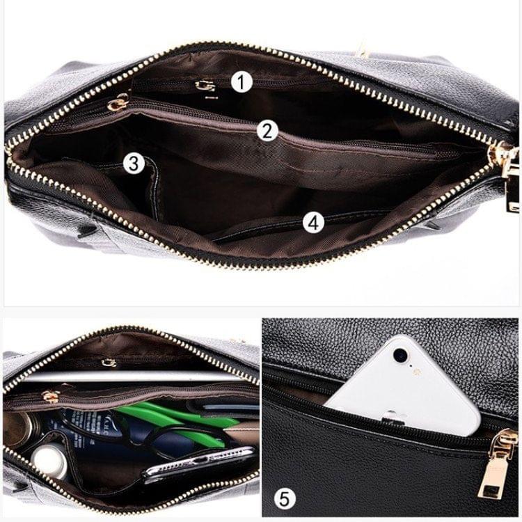 Litchi Texture Zipper PU Leather Single Shoulder Bag Ladies Handbag Messenger Bag (Yellow)