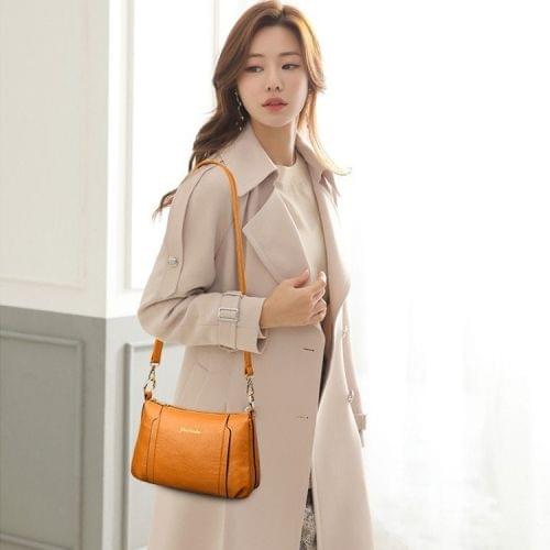 Litchi Texture Zipper PU Leather Single Shoulder Bag Ladies Handbag Messenger Bag (Yellow)