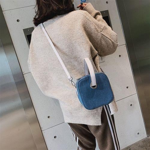 Square Bag Matte PU Leather Single Shoulder Bag Ladies Handbag Messenger Bag (Blue)