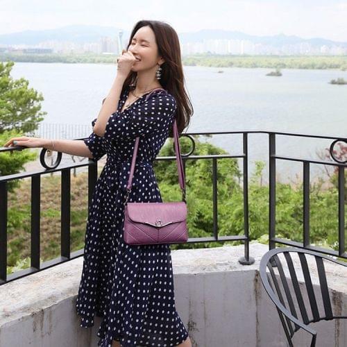 Inlaid Rhinestone Magnetic Buckle PU Leather Single Shoulder Bag Ladies Handbag Messenger Bag (Purple)