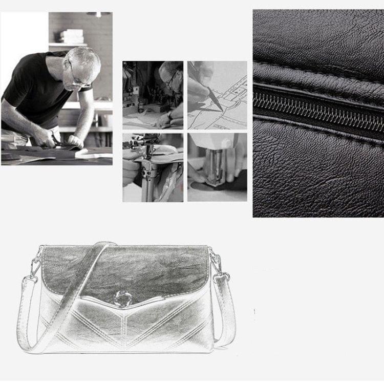 Inlaid Rhinestone Magnetic Buckle PU Leather Single Shoulder Bag Ladies Handbag Messenger Bag (Purple)