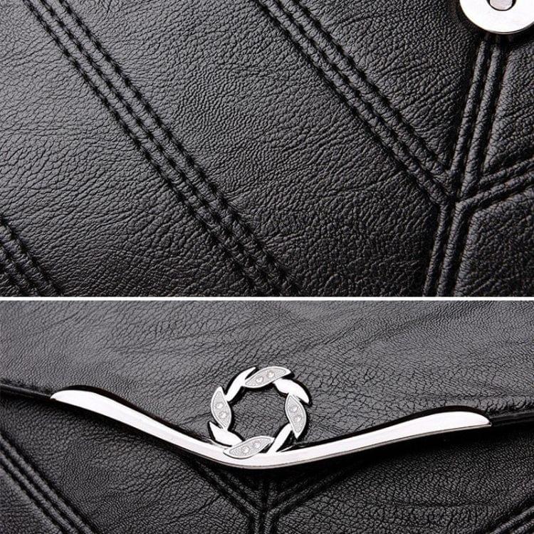 Inlaid Rhinestone Magnetic Buckle PU Leather Single Shoulder Bag Ladies Handbag Messenger Bag (Purple)