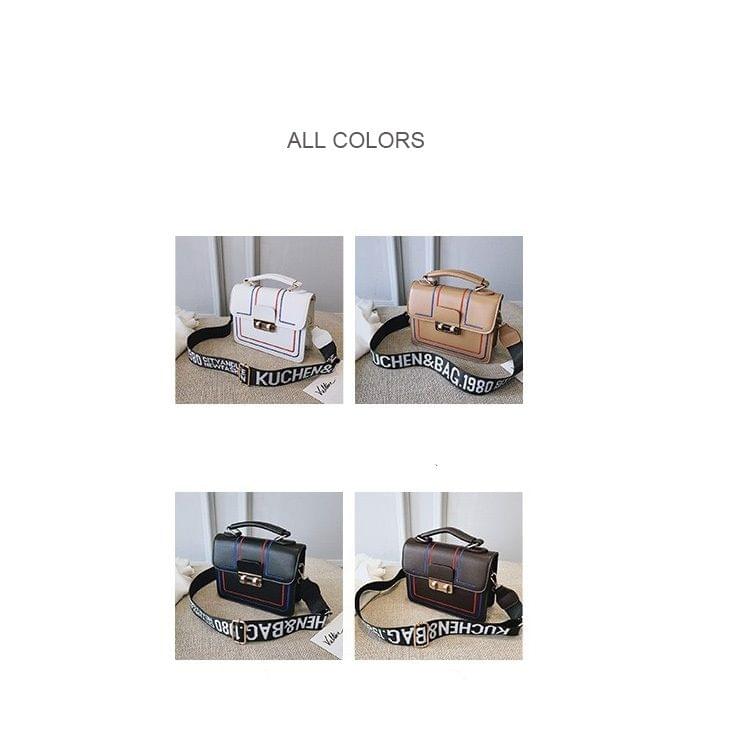 Casual PU Shoulder Bag Embroidery Thread Ladies Handbag Messenger Bag (Brown)
