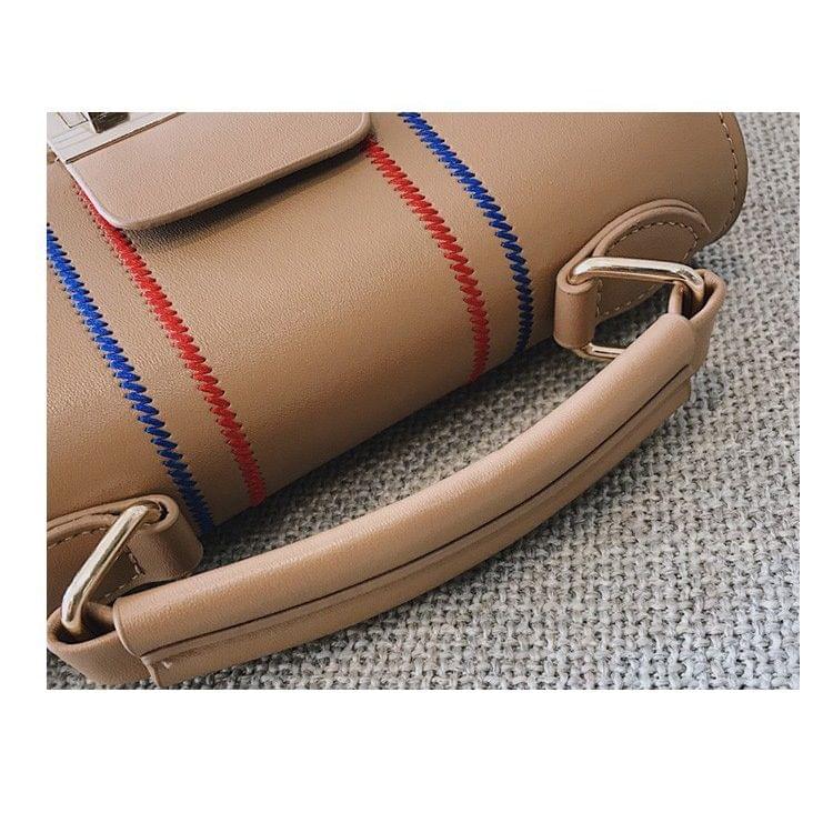 Casual PU Shoulder Bag Embroidery Thread Ladies Handbag Messenger Bag (Brown)