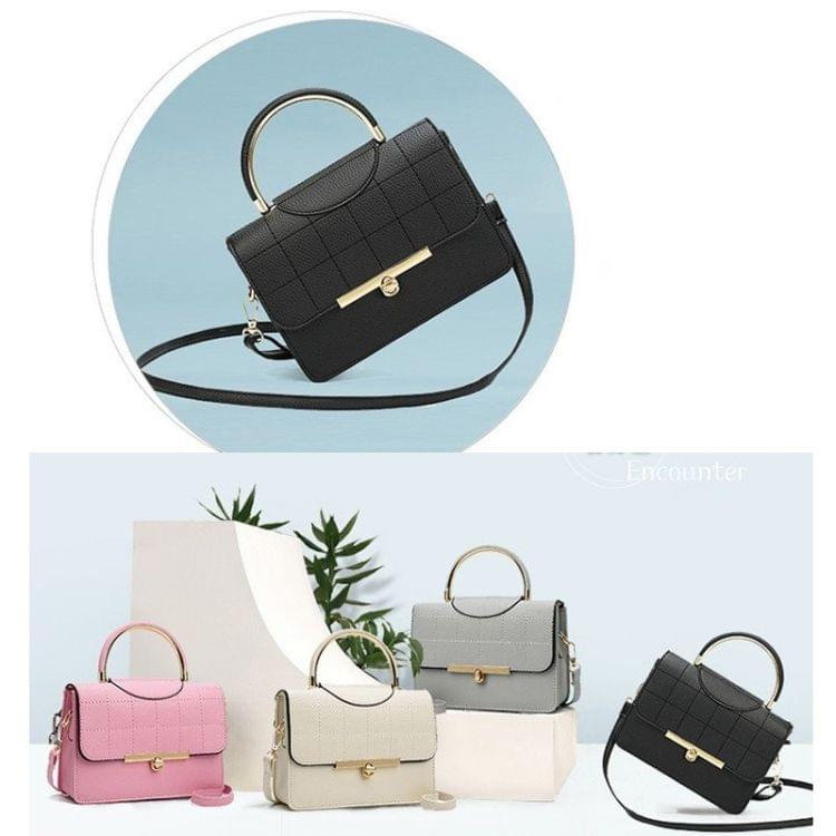 Lattice PU Leather Shoulder Bag Messenger Bag Ladies Handbag (Pink)