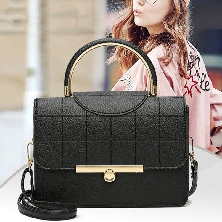 Lattice PU Leather Shoulder Bag Messenger Bag Ladies Handbag (Pink)