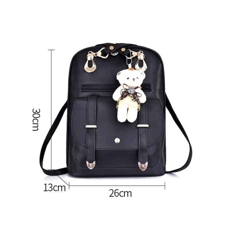 Casual PU Shoulder Bag Ladies Handbag Messenger Bag with Plush Bear Doll (Pink)