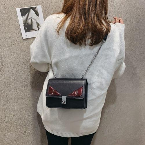 Fox Eye PU Leather Single Shoulder Bag Ladies Handbag Messenger Bag (Black)