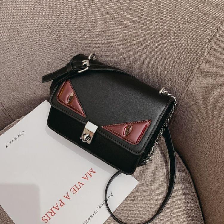 Fox Eye PU Leather Single Shoulder Bag Ladies Handbag Messenger Bag (Black)