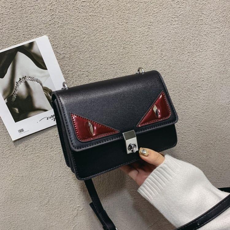 Fox Eye PU Leather Single Shoulder Bag Ladies Handbag Messenger Bag (Black)