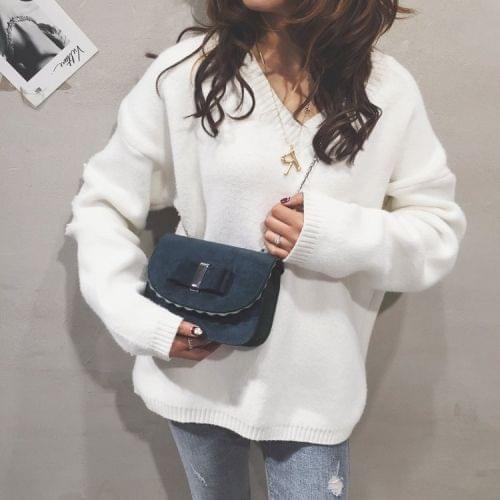 Suede Surface PU Leather Shoulder Bag Ladies Handbag Messenger Bag (Blue)