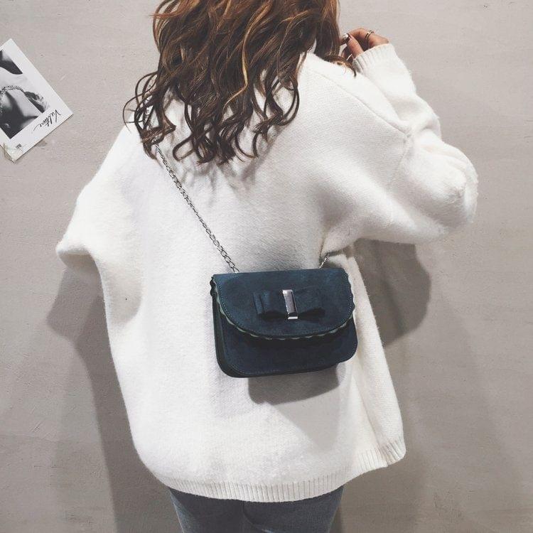 Suede Surface PU Leather Shoulder Bag Ladies Handbag Messenger Bag (Blue)