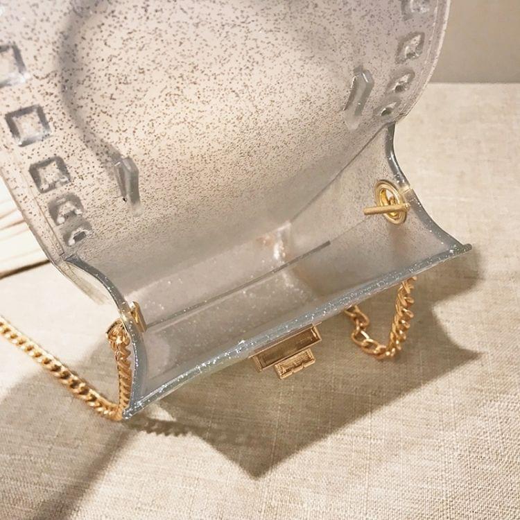 Lock Buckle Jelly Color PU Cellphone Bag Chain Single Shoulder Bag Ladies Handbag Messenger Bag (Pink)