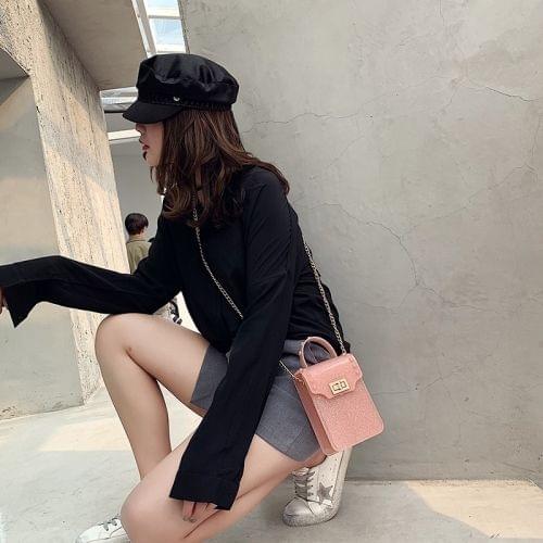 Lock Buckle Jelly Color PU Cellphone Bag Chain Single Shoulder Bag Ladies Handbag Messenger Bag (Pink)
