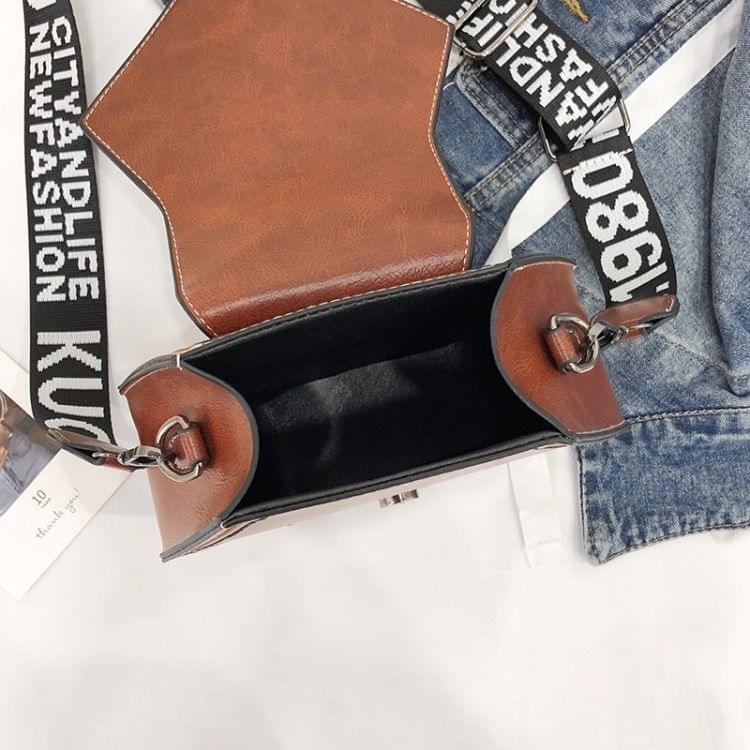 Pure Color Retro PU Hexagonal Single Shoulder Bag Ladies Messenger Handbag (Coffee)