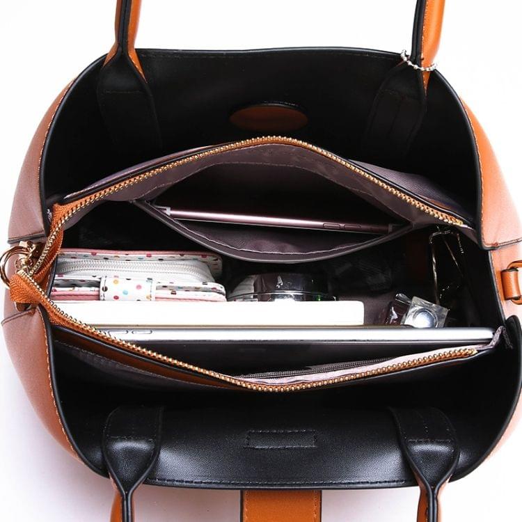 PU Leather Casual Metal Buckle Shoulder Bag Messenger Bag Ladies Handbag (Brown)