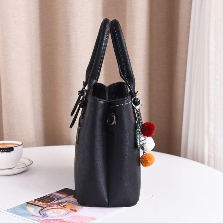Leisure Fashion PU Slant Shoulder Bag Handbag with Plush Ball(Pink)