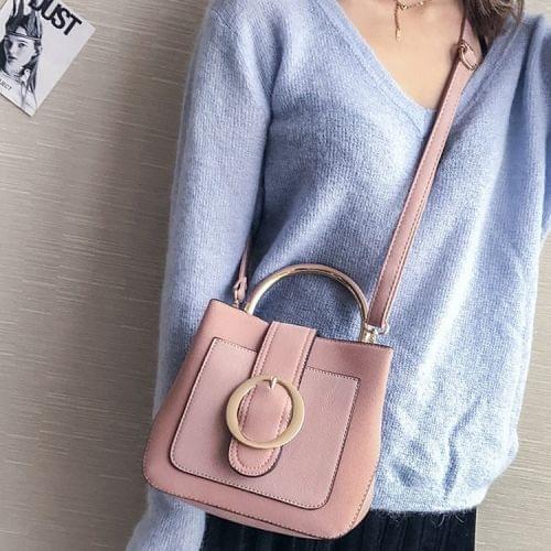 Leisure Fashion PU Leather Slant Shoulder Bag Handbag (Pink)