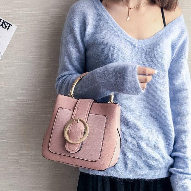 Leisure Fashion PU Leather Slant Shoulder Bag Handbag (Pink)