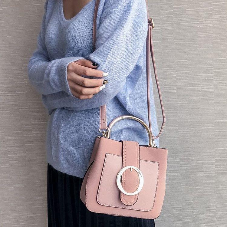 Leisure Fashion PU Leather Slant Shoulder Bag Handbag (Pink)