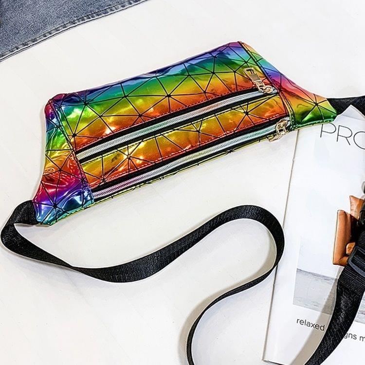 Diamond Plaid Texture Laser Color PU Leather Single Shoulder Bag Ladies Handbag Messenger Bag (Colour)