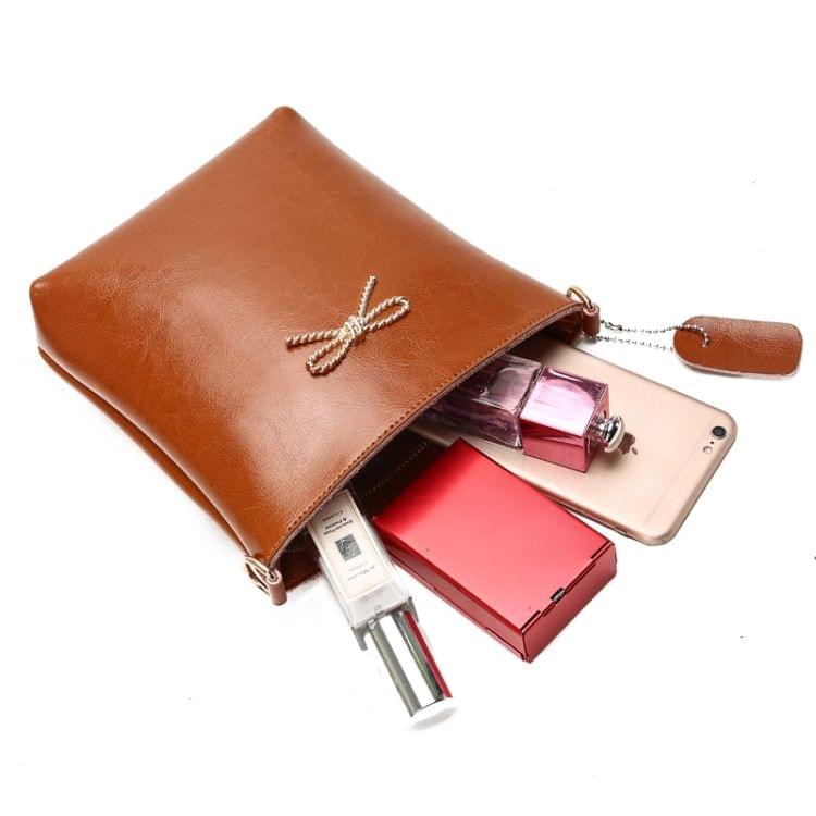 Leisure Fashion Oil Wax Cowhide Leather Shoulder Bag Messenger Bag (Brown)