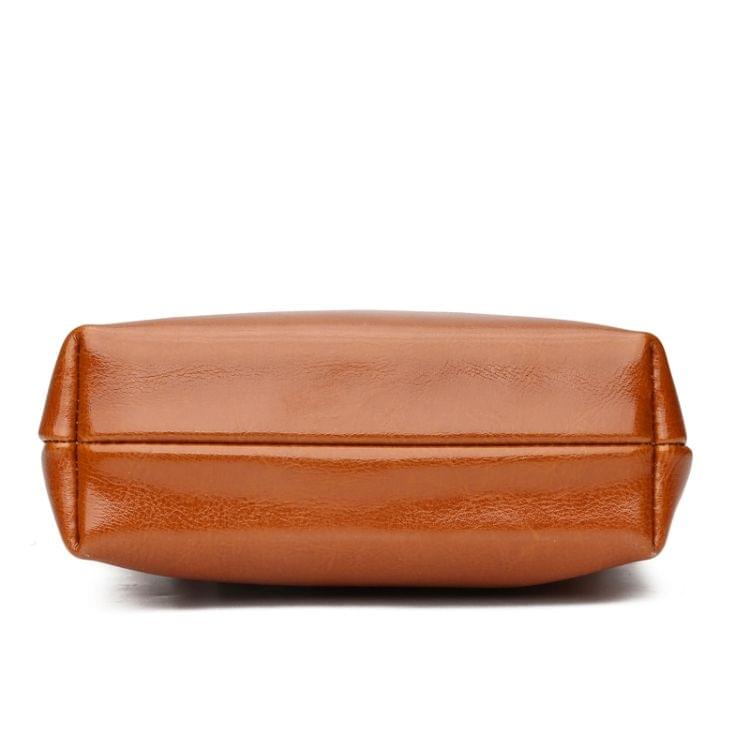 Leisure Fashion Oil Wax Cowhide Leather Shoulder Bag Messenger Bag (Brown)