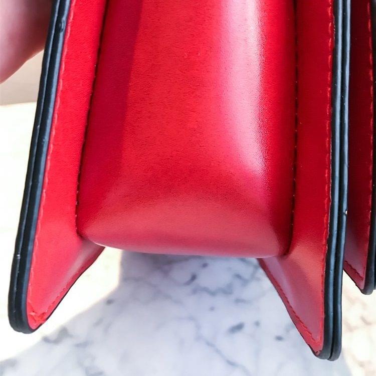 Chain PU Casual Shoulder Bag Messenger Bag Ladies Handbag (Red)