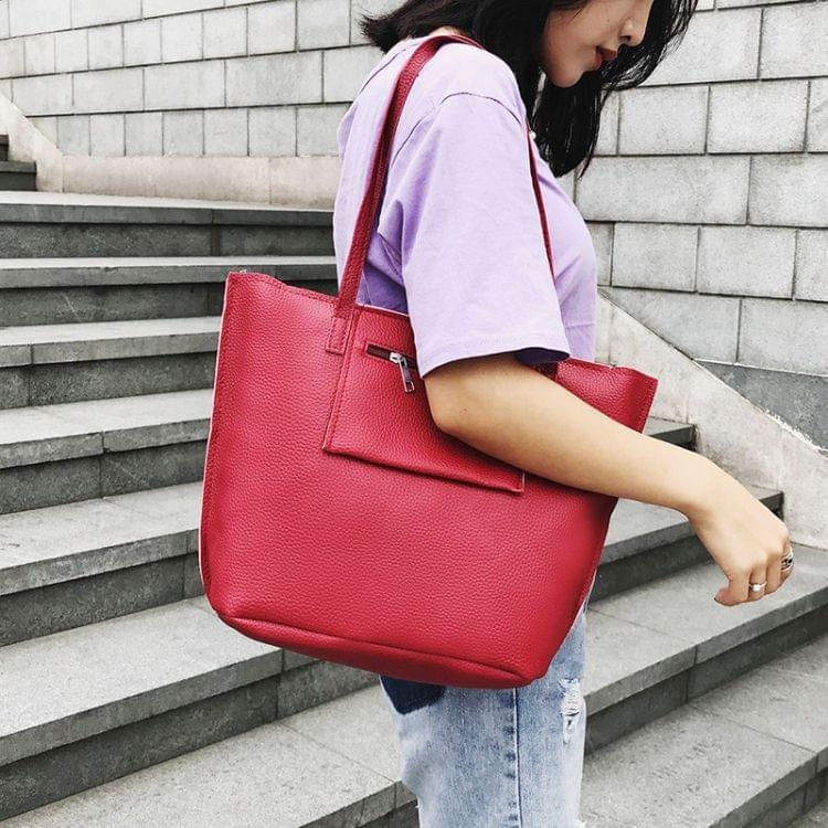 4 in 1 Casual PU Shoulder Bag Ladies Handbag Messenger Bag (Red)