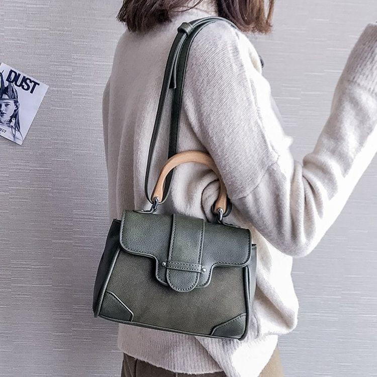 Leisure Fashion PU Leather Slant Shoulder Bag Handbag (Green)