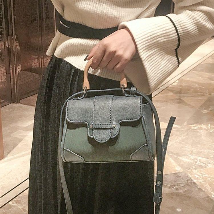 Leisure Fashion PU Leather Slant Shoulder Bag Handbag (Green)