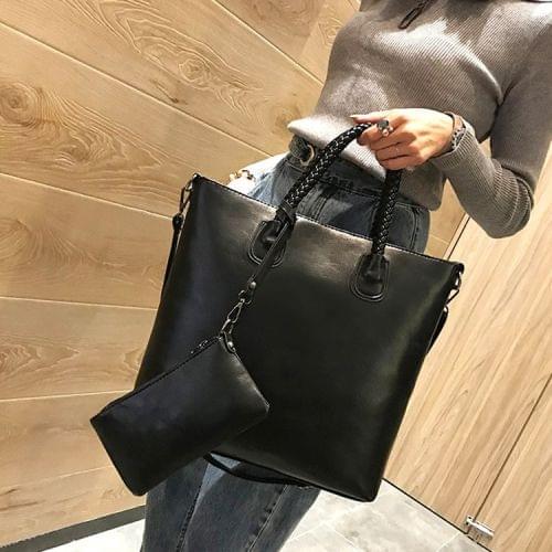 Leisure Fashion PU Leather Shoulder Bag Handbag (Black)