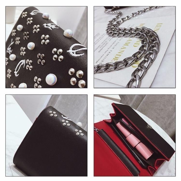 Fashion PU Leather Chain-strap Single Shoulder Bag Ladies Handbag Messenger Bag (Black)