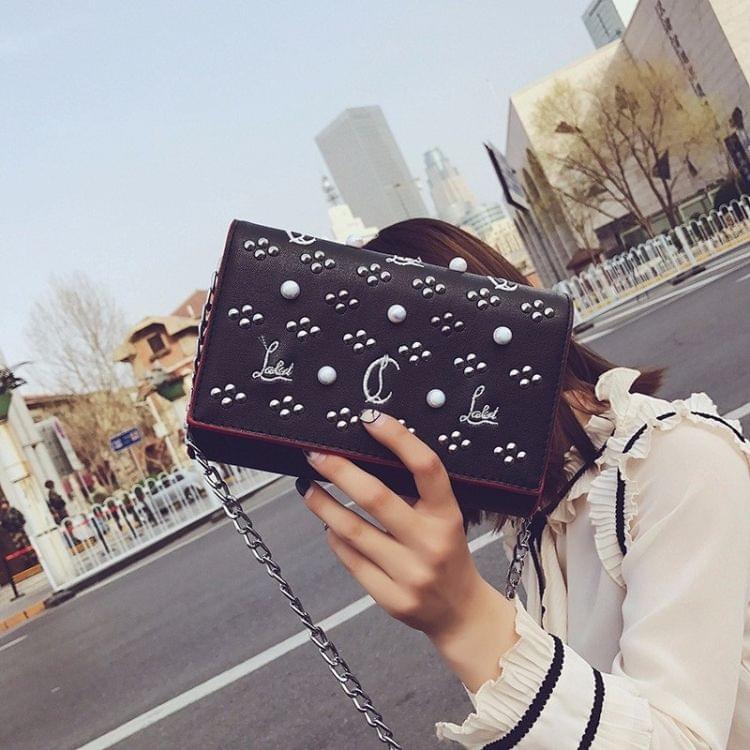 Fashion PU Leather Chain-strap Single Shoulder Bag Ladies Handbag Messenger Bag (Black)