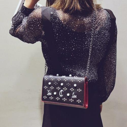 Fashion PU Leather Chain-strap Single Shoulder Bag Ladies Handbag Messenger Bag (Black)
