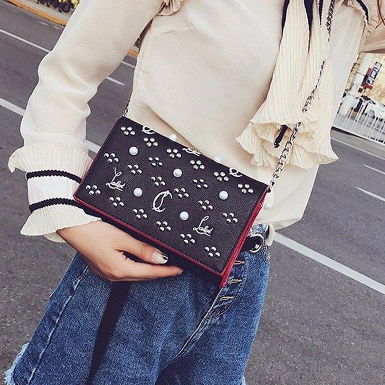 Fashion PU Leather Chain-strap Single Shoulder Bag Ladies Handbag Messenger Bag (Black)