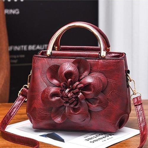 Leisure Fashion PU Slant Shoulder Bag Handbag(Wine Red)
