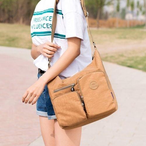 Leisure Fashion Nylon Waterproof Slant Shoulder Bag(Beige)